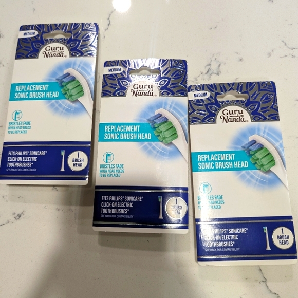 3 sonic toothbrush head replacements by Guru Nanda, fits Philips Sonicare 🪥 - Picture 1 of 5